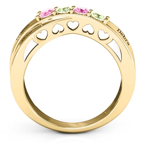 Across My Heart 4-Stone Ring – 10K Yellow Gold with Pink Tourmaline and Peridot