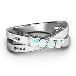 Across My Heart 4-Stone Ring in 925 Sterling Silver with Opal