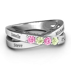 Across My Heart 4-Stone Ring – 10K White Gold with Pink Tourmaline and Peridot