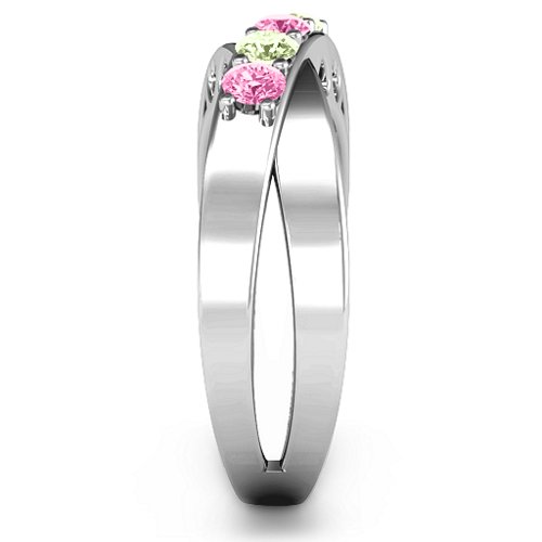 Across My Heart 4-Stone Ring – 10K White Gold with Pink Tourmaline and Peridot