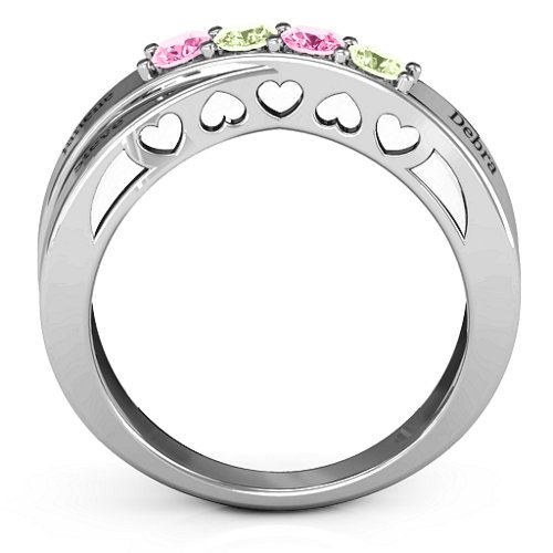 Across My Heart 4-Stone Ring – 10K White Gold with Pink Tourmaline and Peridot