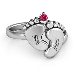 Toe-tally In Love Engravable Birthstone Footprint Ring