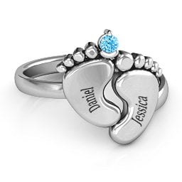 Toe-tally In Love Engravable Birthstone Footprint Ring