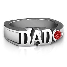 Greatest Dad Birthstone Men's Ring in 925 Sterling Silver with Garnet