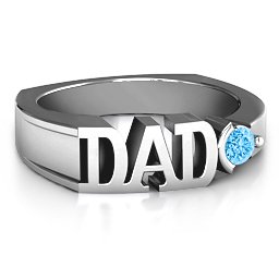 Greatest Dad Birthstone Men's Ring in 925 Sterling Silver with Blue Topaz