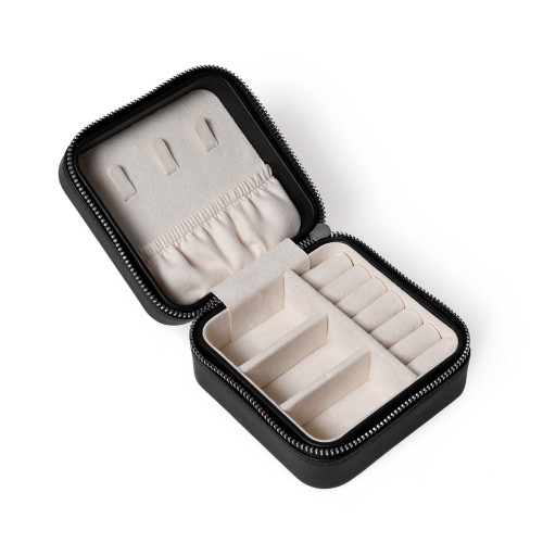 Personalised Square Travel Jewellery Case in Black