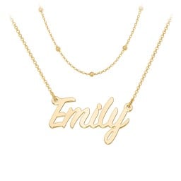 Personalised Name Necklace Layering Set with Ball Station Chain