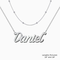 Personalised Name Necklace Layering Set with Ball Station Chain