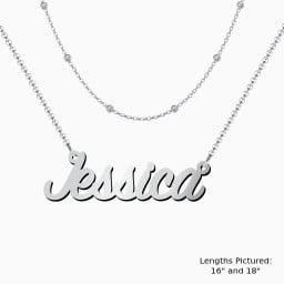 Personalised Name Necklace Layering Set with Ball Station Chain