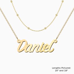 Personalised Name Necklace Layering Set with Ball Station Chain