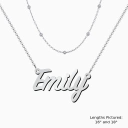 Personalised Name Necklace Layering Set with Ball Station Chain
