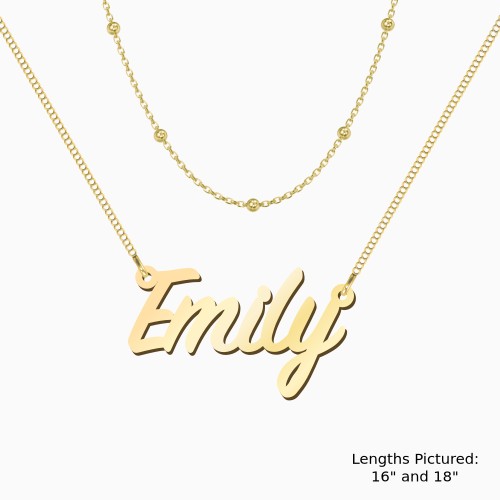 Personalised Name Necklace Layering Set with Ball Station Chain