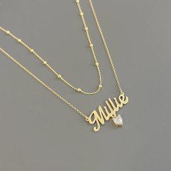Personalised Name Necklace Layering Set with Ball Station Chain