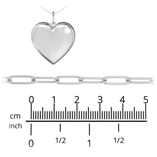 Engravable Heart Locket Necklace Layering Set with Paper Clip Chain