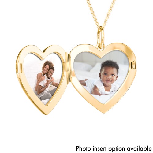 Engravable Heart Locket Necklace Layering Set with Paper Clip Chain – 18K Gold Plated Silver