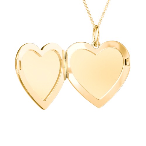 Engravable Heart Locket Necklace Layering Set with Paper Clip Chain – 18K Gold Plated Silver