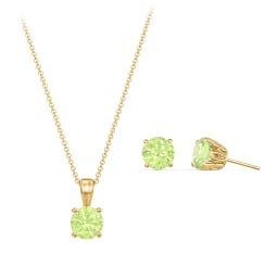 Solitaire Birthstone Necklace and Earrings Set