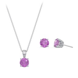 Solitaire Birthstone Necklace and Earrings Set