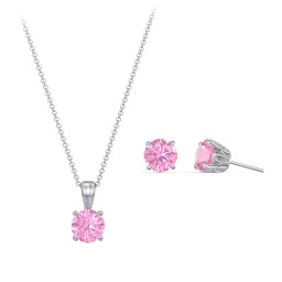 Solitaire Birthstone Necklace and Earrings Set