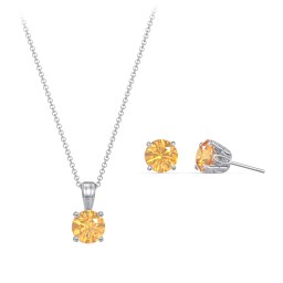 Solitaire Birthstone Necklace and Earrings Set