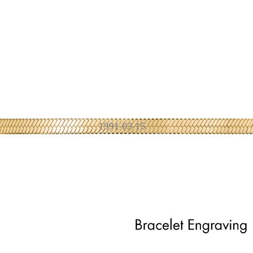 Engravable Herringbone Chain and Bracelet Set in Yellow Ion-Plated Steel – Stainless Steel