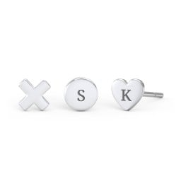Engravable Hugs & Kisses Earring Stack - Set of 3