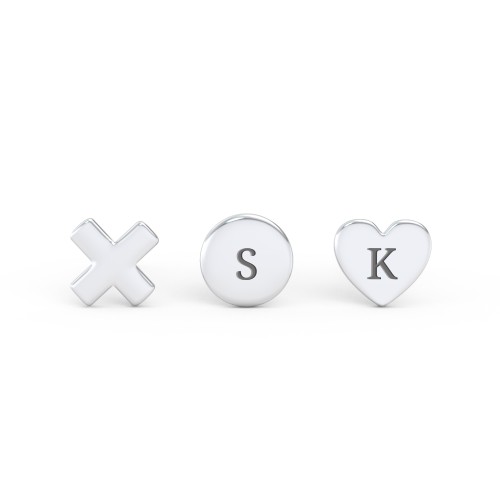 Engravable Hugs & Kisses Earring Stack - Set of 3 – Sterling Silver