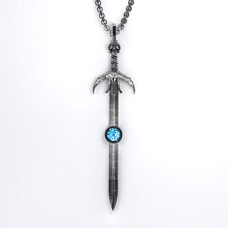 Carmilla - Sword of Hastur Pendant with Gemstone in 925 Sterling Silver with Blue Topaz