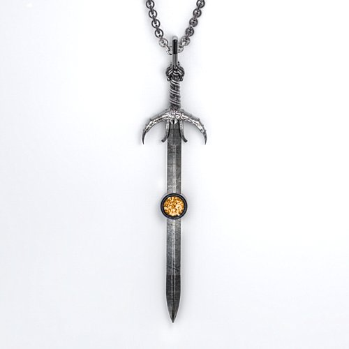 Carmilla - Sword of Hastur Pendant with Gemstone – Sterling Silver with Citrine