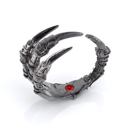 Carmilla - Claw Ring with Hidden Gemstone in 925 Sterling Silver with Garnet