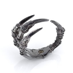 Carmilla - Claw Ring with Hidden Gemstone in 925 Sterling Silver with Smokey Quartz
