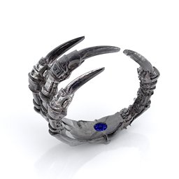 Carmilla - Claw Ring with Hidden Gemstone in 925 Sterling Silver with Blue Sapphire