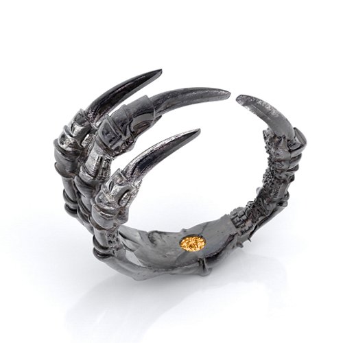 Carmilla - Claw Ring with Hidden Gemstone – Sterling Silver with Citrine