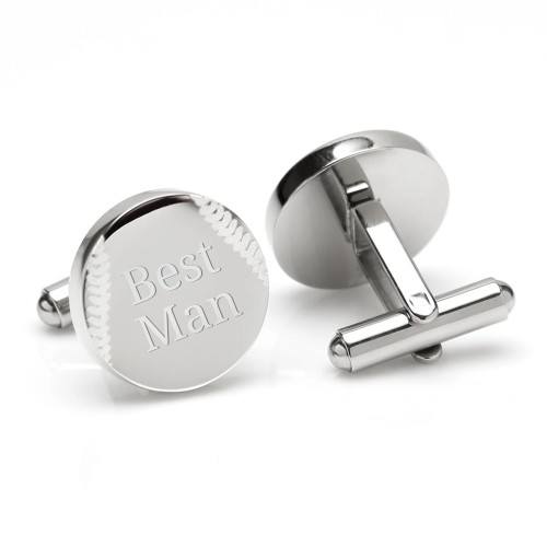 Engravable Baseball Cufflinks – Stainless Steel