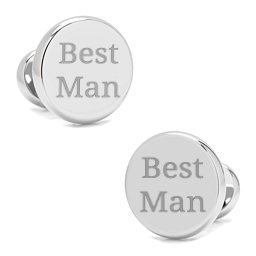 Engravable Classic Round Cufflinks in Stainless Steel