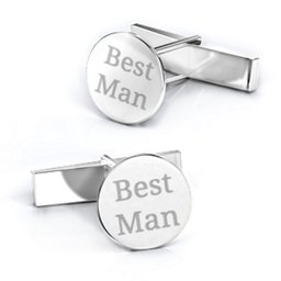 Sterling Silver Engravable Round Cufflinks in 925 Sterling Silver