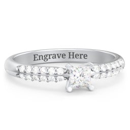 1/4 ct. Princess Gemstone Engagement Ring with Double Row Accents