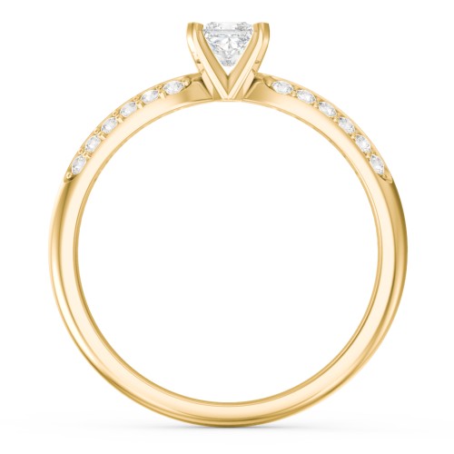 1/4 ct. Princess Gemstone Engagement Ring with Double Row Accents – 14K Yellow Gold with White Premium Zirconia