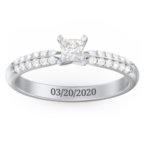 1/4 ct. Princess Gemstone Engagement Ring with Double Row Accents