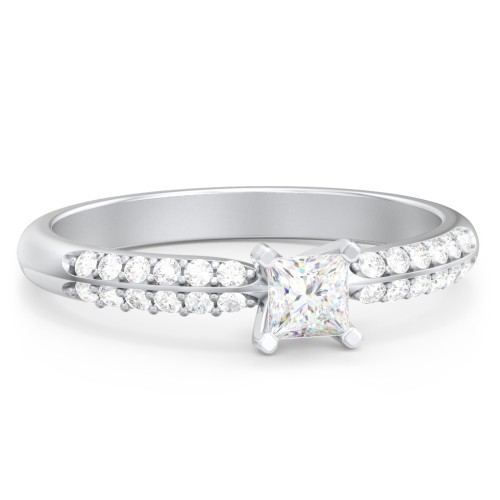 1/4 ct. Princess Gemstone Engagement Ring with Double Row Accents