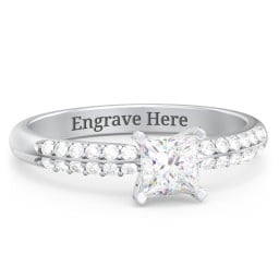 1/2 ct. Princess Gemstone Engagement Ring with Double Row Accents