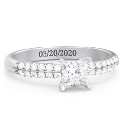 1/2 ct. Princess Gemstone Engagement Ring with Double Row Accents
