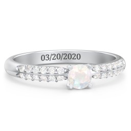 1/4 ct. Round Gemstone Engagement Ring with Double Row Accents
