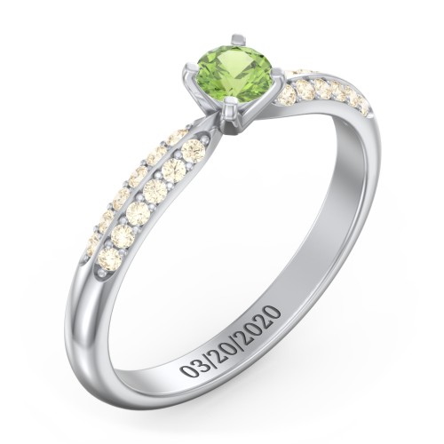 1/4 ct. Round Gemstone Engagement Ring with Double Row Accents