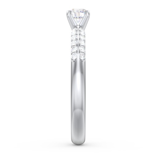 1/4 ct. Round Gemstone Engagement Ring with Double Row Accents – Sterling Silver with White Sapphire and White Premium Zirconia