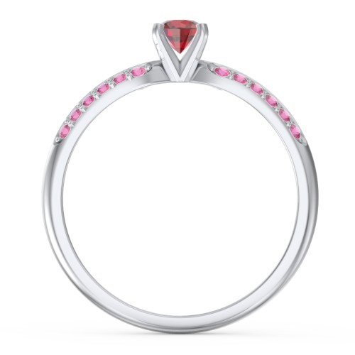 1/4 ct. Round Gemstone Engagement Ring with Double Row Accents