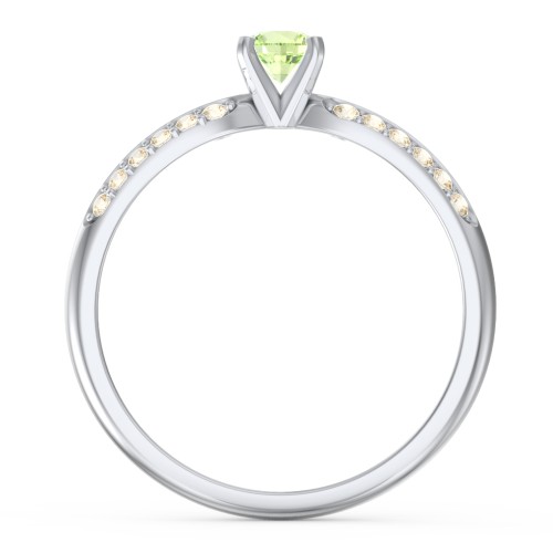 1/4 ct. Round Gemstone Engagement Ring with Double Row Accents