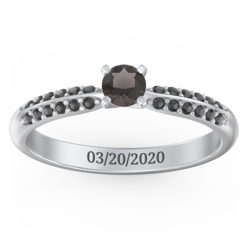 1/4 ct. Round Gemstone Engagement Ring with Double Row Accents