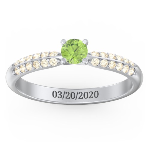 1/4 ct. Round Gemstone Engagement Ring with Double Row Accents