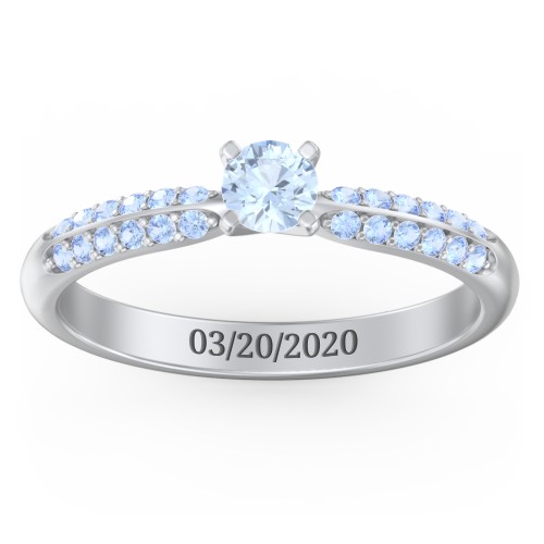 1/4 ct. Round Gemstone Engagement Ring with Double Row Accents